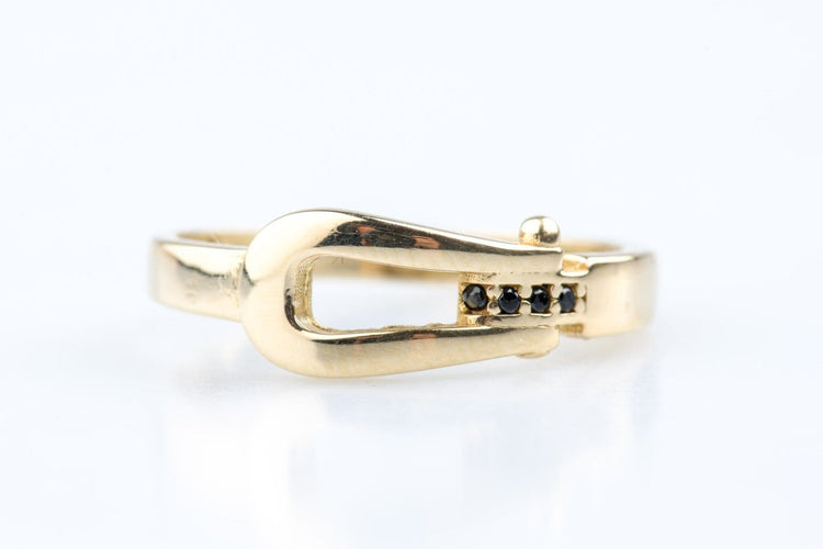 Bague 57 Bague en or jaune 18K et diamants noirs 0,03 ct 58 Facettes BG203741-107