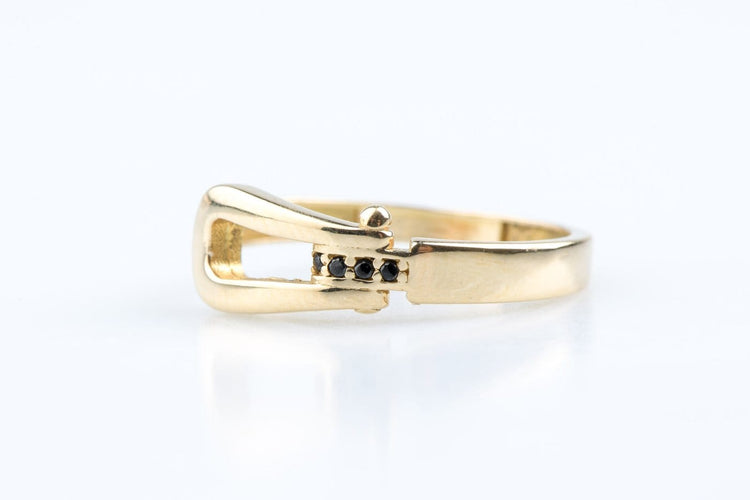 Bague 57 Bague en or jaune 18K et diamants noirs 0,03 ct 58 Facettes BG203741-107