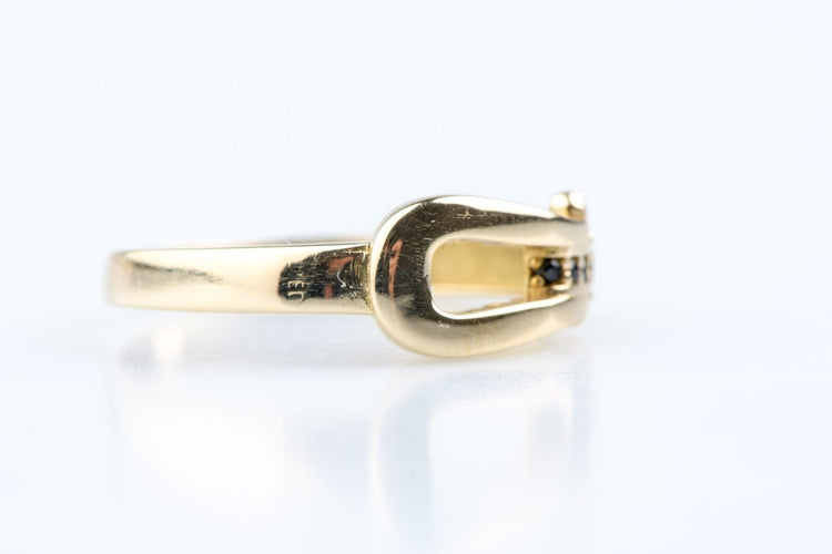 Bague 57 Bague en or jaune 18K et diamants noirs 0,03 ct 58 Facettes BG203741-107