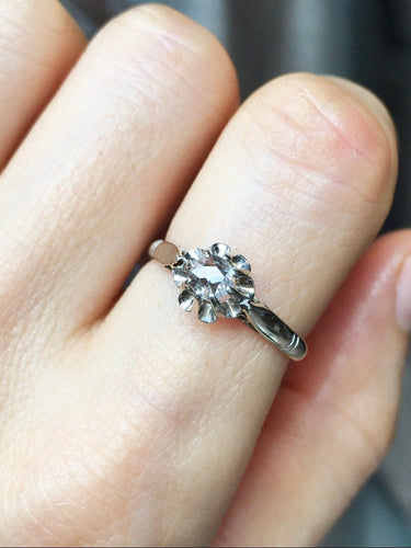 Bague 55 Bague solitaire Art déco en or blanc 18K et diamant 58 Facettes 296