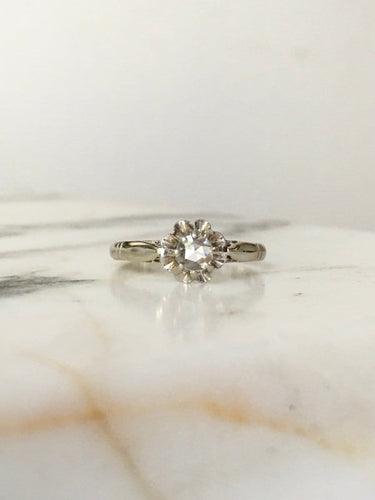 Bague 55 Bague solitaire Art déco en or blanc 18K et diamant 58 Facettes 296