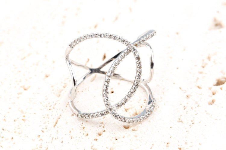 Bague 54 Bague joaillière entrelacée en or blanc 18k et diamants 58 Facettes BG31300431-107