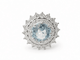 Bague 52.5 Bague entourage vintage aigue-marine, diamants, or blanc et platine 58 Facettes