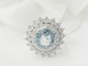 Bague 52.5 Bague entourage vintage aigue-marine, diamants, or blanc et platine 58 Facettes