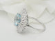 Bague 52.5 Bague entourage vintage aigue-marine, diamants, or blanc et platine 58 Facettes