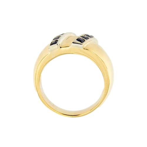 Bague Bague jonc en or jaune et or blanc 18 ct avec saphirs 58 Facettes 37051