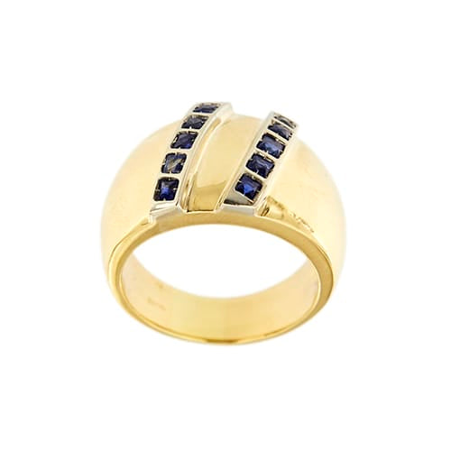Bague Bague jonc en or jaune et or blanc 18 ct avec saphirs 58 Facettes 37051