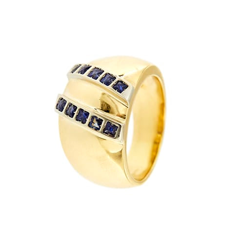 Bague Bague jonc en or jaune et or blanc 18 ct avec saphirs 58 Facettes 37051