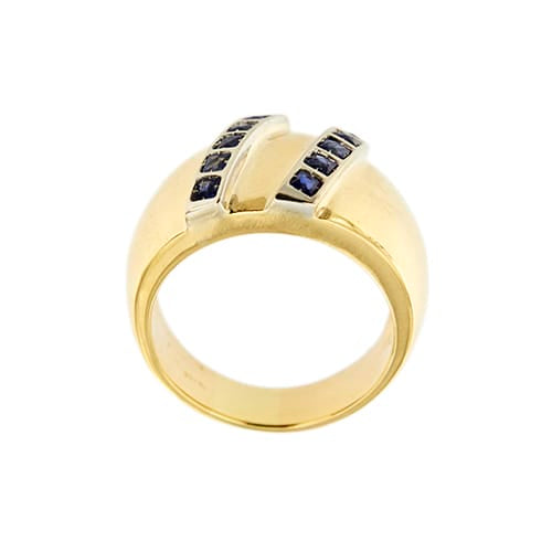 Bague Bague jonc en or jaune et or blanc 18 ct avec saphirs 58 Facettes 37051