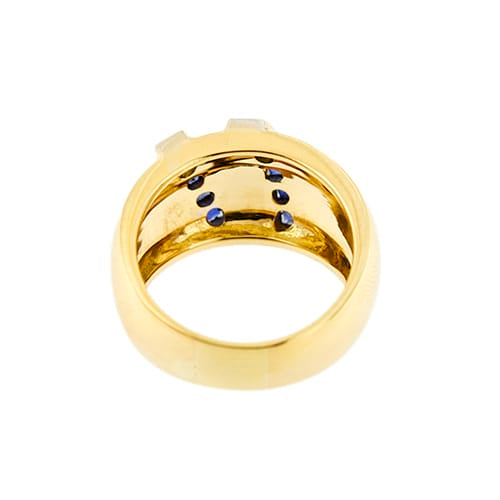 Bague Bague jonc en or jaune et or blanc 18 ct avec saphirs 58 Facettes 37051