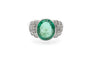 Bague 58 Bague en platine, émeraude de Colombie et diamants 58 Facettes 13592