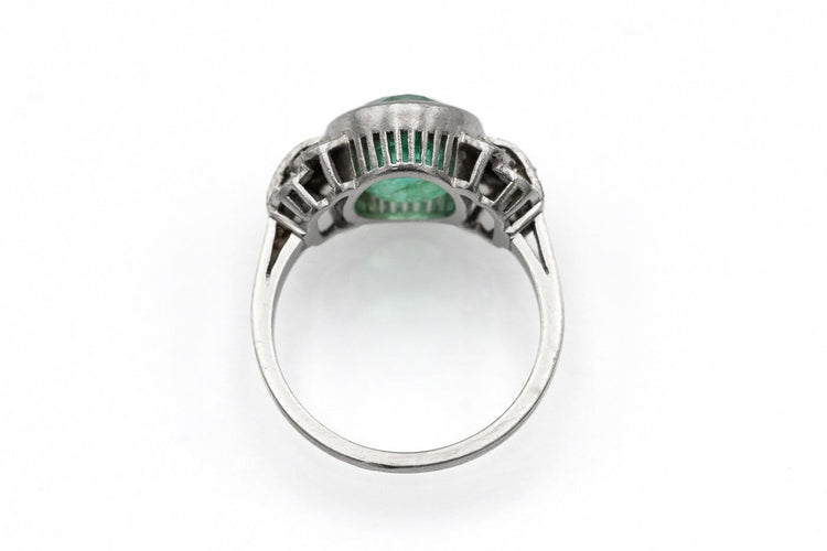 Bague 58 Bague en platine, émeraude de Colombie et diamants 58 Facettes 13592