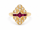 Bague 54 Bague marquise vintage en or jaune, rubis et diamants 58 Facettes 33457