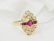 Bague 54 Bague marquise vintage en or jaune, rubis et diamants 58 Facettes 33457