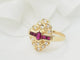Bague 54 Bague marquise vintage en or jaune, rubis et diamants 58 Facettes 33457
