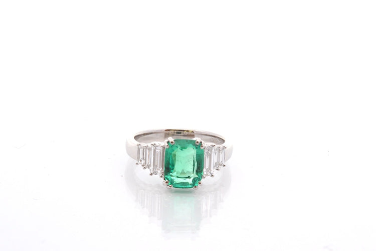 Bague 52 Bague en platine avec émeraude de Colombie 1,88 ct et diamants 58 Facettes 27080-27032b