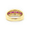Bague 55 Bague en or jaune 18 kt, rubis baguette et diamants 58 Facettes 23631