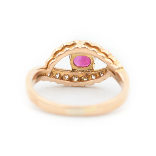 Bague 52 Bague en or rose avec rubis et diamants 58 Facettes 23641