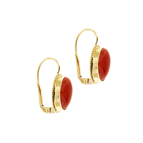 Boucles d'oreilles Boucles d’oreilles à monachella en or jaune 18 ct et corail 58 Facettes 36380