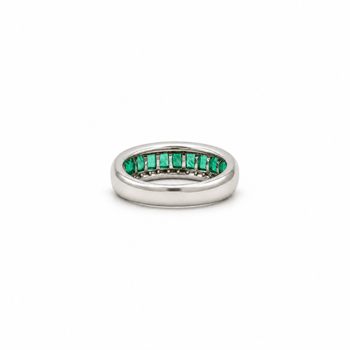 Bague 52 Bague bandeau en or blanc, émeraudes et diamants 58 Facettes 1.0001688/1