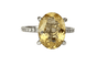 Bague cocktail en or blanc 18k, béryl jaune et diamants