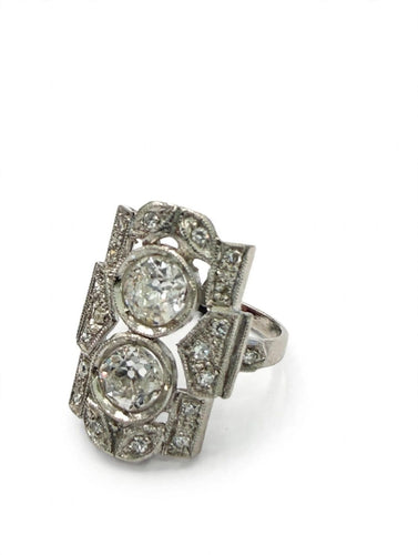 Bague 53 Bague en platine à diamants taille ancienne 58 Facettes 578/26 C