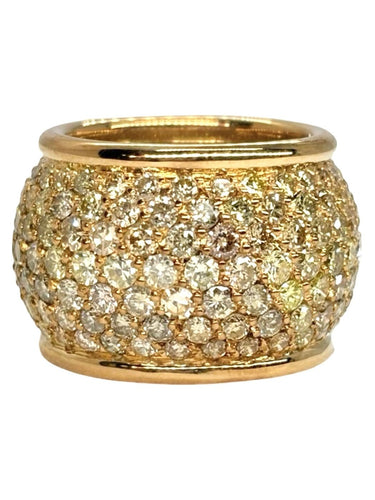 Bague 52 Bague dôme en or jaune 18K et diamants 7 ct 58 Facettes 2336