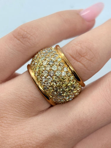 Bague 52 Bague dôme en or jaune 18K et diamants 7 ct 58 Facettes 2336