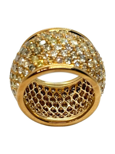 Bague 52 Bague dôme en or jaune 18K et diamants 7 ct 58 Facettes 2336