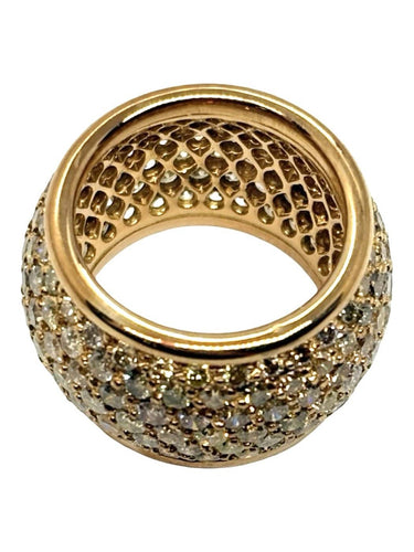 Bague 52 Bague dôme en or jaune 18K et diamants 7 ct 58 Facettes 2336