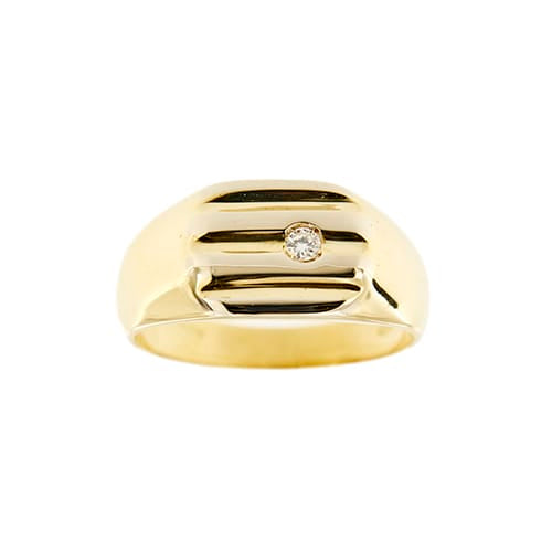 Bague Bague homme - Chevalière en or jaune 18 ct avec diamant 0,08 ct 58 Facettes 35928