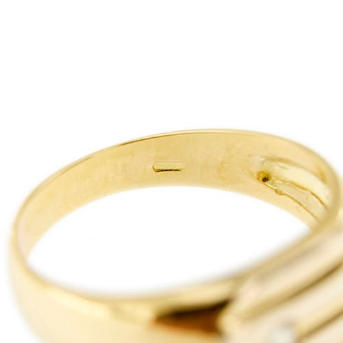 Bague Bague homme - Chevalière en or jaune 18 ct avec diamant 0,08 ct 58 Facettes 35928