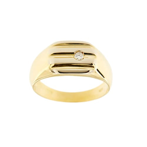Bague Bague homme - Chevalière en or jaune 18 ct avec diamant 0,08 ct 58 Facettes 35928