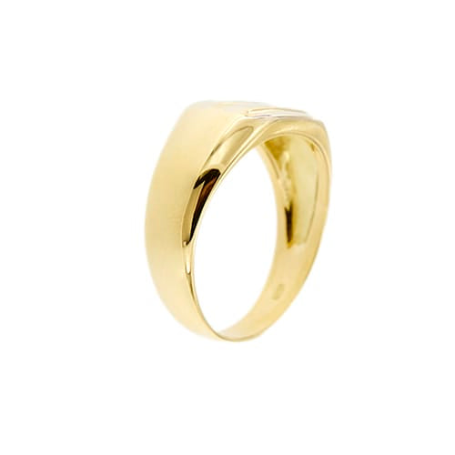 Bague Bague homme - Chevalière en or jaune 18 ct avec diamant 0,08 ct 58 Facettes 35928
