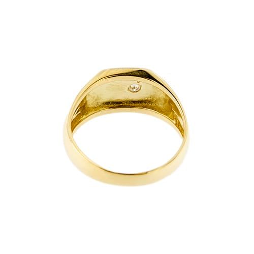 Bague Bague homme - Chevalière en or jaune 18 ct avec diamant 0,08 ct 58 Facettes 35928