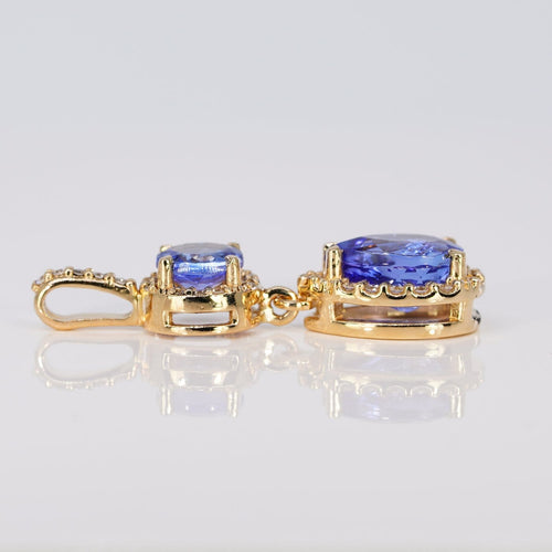 Pendentif Violet Cascade - Pendentif en or jaune 14 ct, tanzanites et diamants 58 Facettes P008