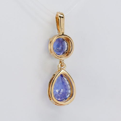 Pendentif Violet Cascade - Pendentif en or jaune 14 ct, tanzanites et diamants 58 Facettes P008