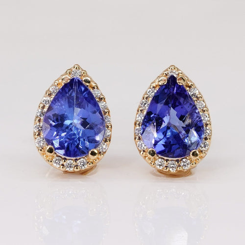 Boucles d'oreilles Boucles d'oreilles en or jaune 18 kt, tanzanites et diamants 58 Facettes E0055
