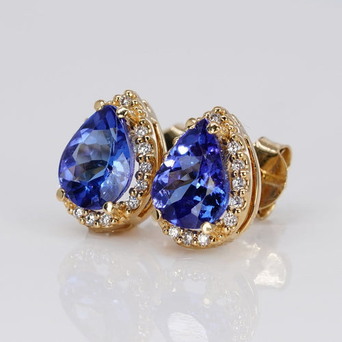 Boucles d'oreilles Boucles d'oreilles en or jaune 18 kt, tanzanites et diamants 58 Facettes E0055
