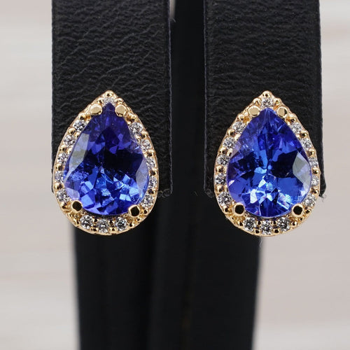 Boucles d'oreilles Boucles d'oreilles en or jaune 18 kt, tanzanites et diamants 58 Facettes E0055
