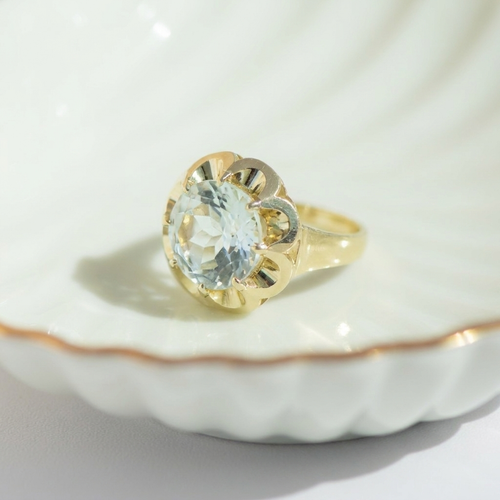 Bague 52 Bague vintage en or jaune 14k et cristal de roche 58 Facettes HJ062679