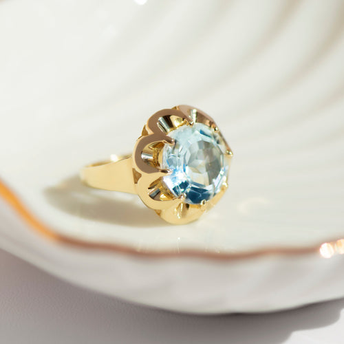 Bague 52 Bague vintage en or jaune 14k et cristal de roche 58 Facettes HJ062679