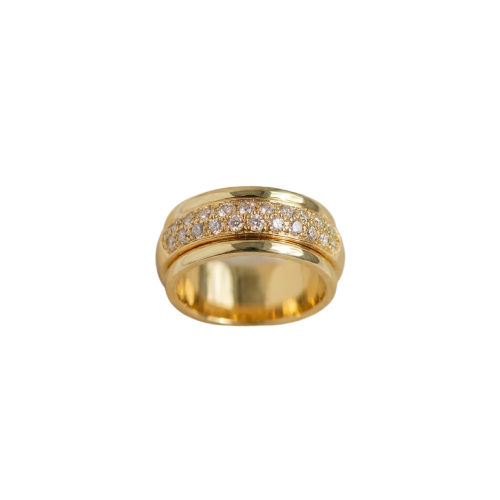 Vintage - Bague jonc en or jaune 18k et diamants