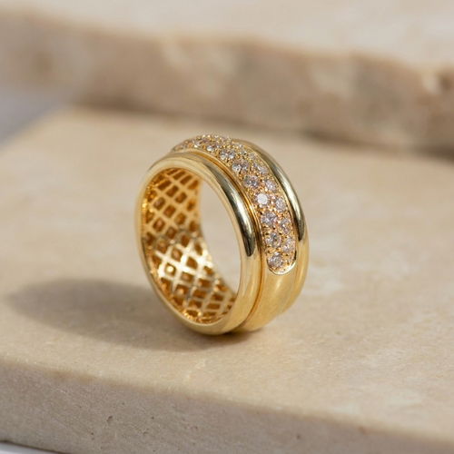 Bague 57 Vintage - Bague jonc en or jaune 18k et diamants 58 Facettes HJ062682
