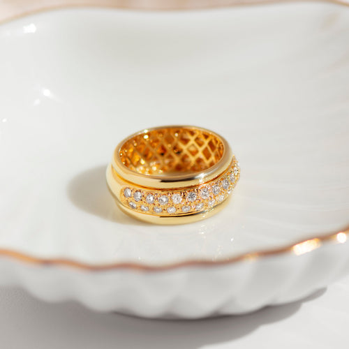 Bague 57 Vintage - Bague jonc en or jaune 18k et diamants 58 Facettes HJ062682