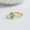 Bague 57 Bague vintage en or jaune 18k, aigue-marine et diamants 58 Facettes HJ062680