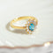 Bague 57 Bague vintage en or jaune 18k, aigue-marine et diamants 58 Facettes HJ062680