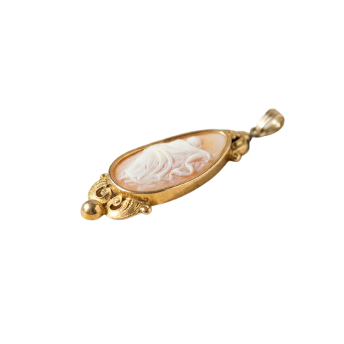 Pendentif ancien en or jaune 14k avec gemme