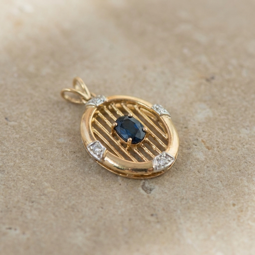 Pendentif Pendentif vintage en or jaune 14k, saphir et diamants 58 Facettes HJ062670