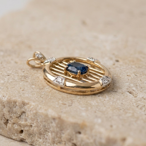 Pendentif Pendentif vintage en or jaune 14k, saphir et diamants 58 Facettes HJ062670